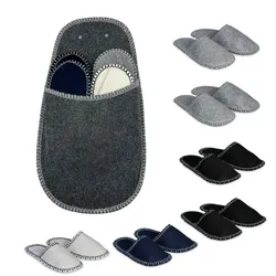 Relaxdays Gästehausschuhe Filz 6er Set Weiß,Grau,Schwarz
