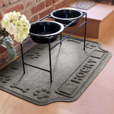 Bungalow Dba Matterly Drool Hog Large Personalized Pet Mat 33 x 22, 33 x 22, Gray