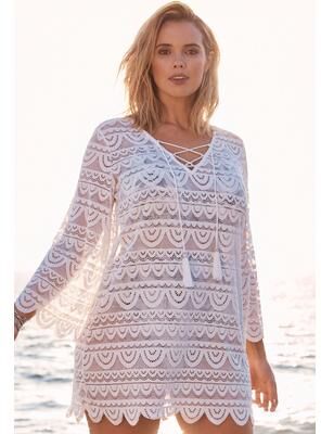 Plus Size Women's Scallop Lace Cover Up by Swim 365 in White (Size 18/20) Swimsuit Cover Up
