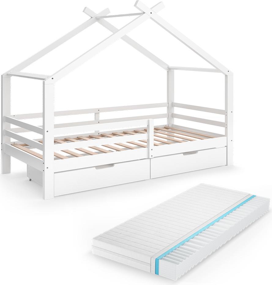 Hausbett Vitalispa Luni Weiß 200 x 90 cm mit Schubladen und Matratze, Model 59345