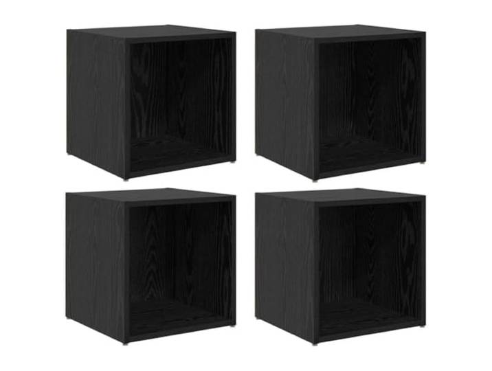 Kaorsrow 4er Set TV Schrank Wandmontiert Schwarz 37x35x37,5 cm Platzsparende Wand-Hängeschränke für Wohnzimmer und Schlafzimmer, flexible Ablage für Mediazubehör in Schwarz.
