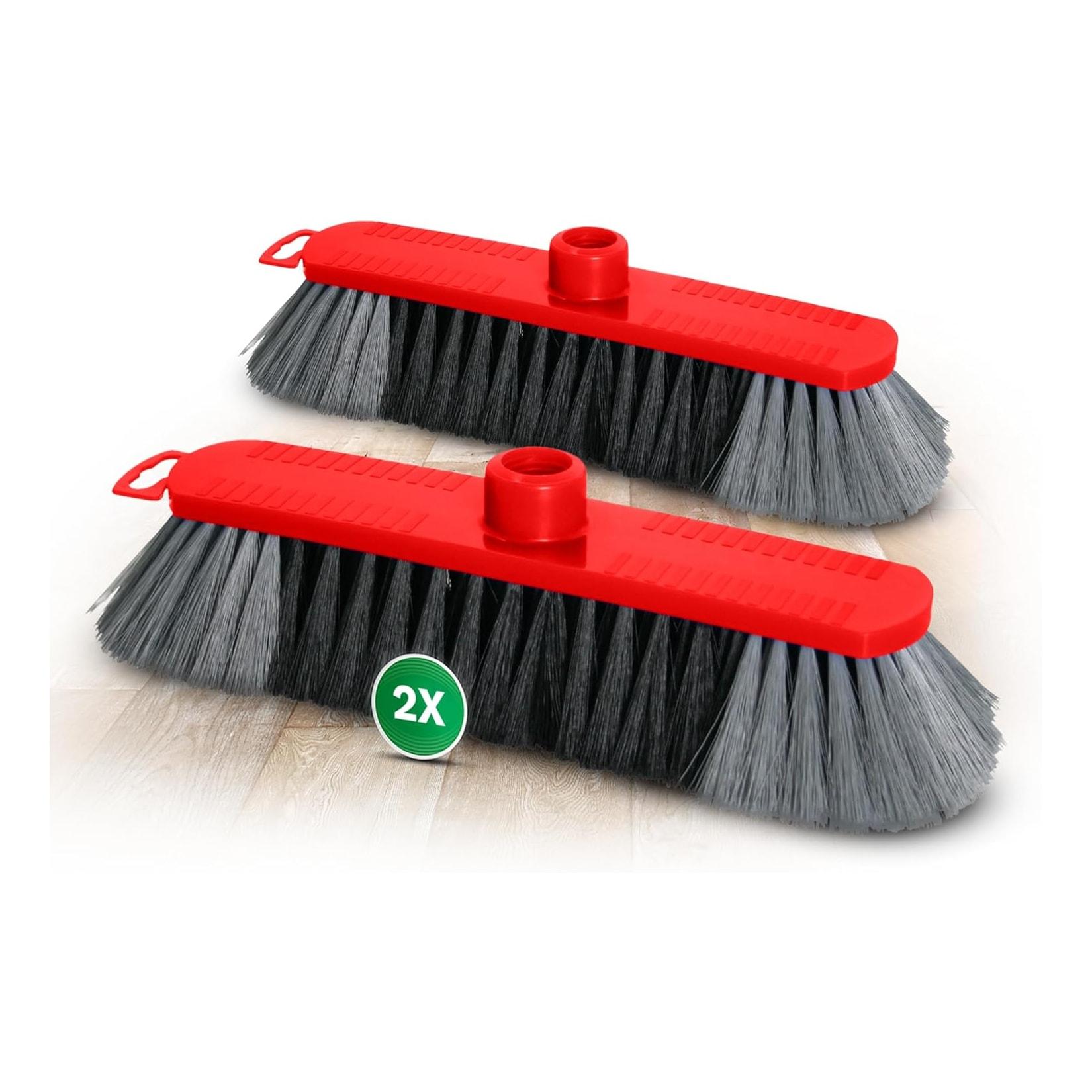 Novaliv 2er Set Zimmerbesen 30 cm FEINE KUNSTBORSTEN Kehrbesen Rot Saalbesen - OHNE Stiel NUR Besenkopf - Saalbesen mit Gewinde für 22mm Besenstiele geeignet - Spinnwebenbesen Zimmerbesen Magic Broom