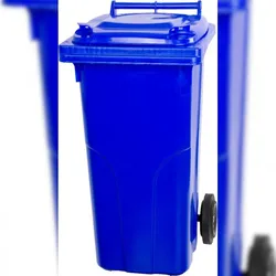 PROREGAL 2-Rad-Mülltonne, 120 Liter, HDPE Kunststoff, HxBxT 94,5x48x54cm, Blau, Mülltonne, Müllgroßbehälter, Mülleimer, Abfalltonne, Müllbehälter