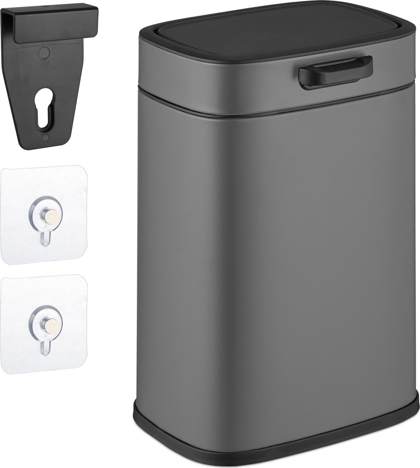 Relaxdays Vuilnisbak voor de keuken, 5 liter, grijze hangende container voor biologisch afval met binnenbak en ophangklemmen