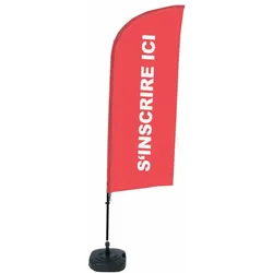 Showdown Displays Beachflag Alu Wind Komplett-Set Hier Anmelden Rot Französisch