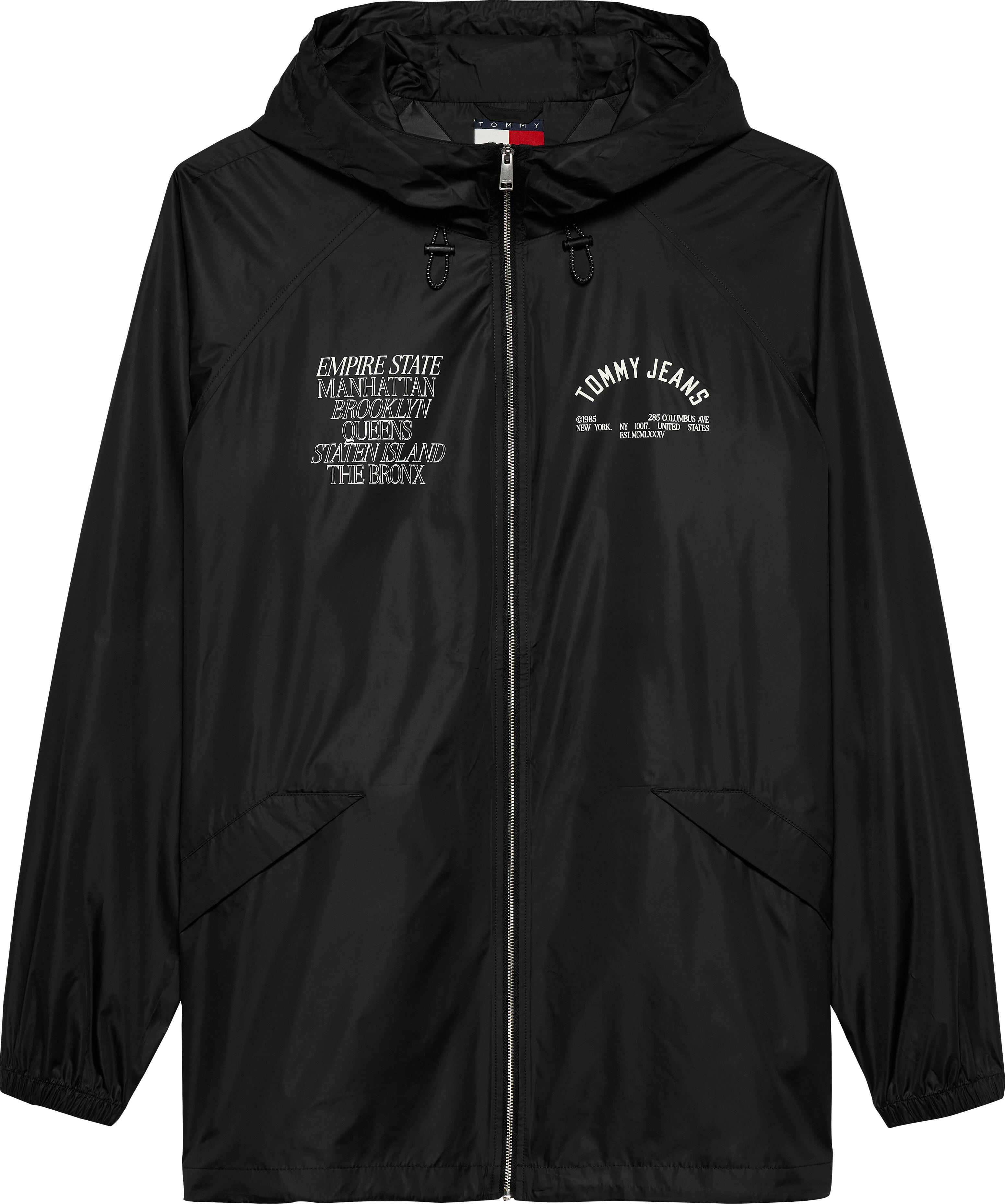 Windbreaker TOMMY JEANS "TJM WINDBRKR BOROUGHS JACKET", Herren, Gr. S, schwarz, Web, Obermaterial: 100% Polyester, unifarben, regular fit normal, Rundhals, eingesetzt elastischer Bund, Jacken Windbreaker, Sportjacke, Übergangsjacke Funktionsjacke Lightwei