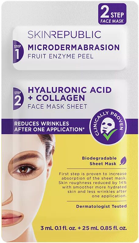 Skin republic - 2-Step Hyaluronic Acid + Collagen Face Mask, 2 Step Hyaluronic Acid + Collagen Bio, 1 Stück