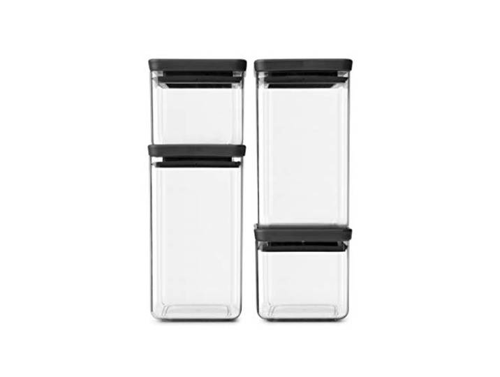 Brabantia Tasty+ Voorraadpot stapelbaar, Dark Grey, Set van 4