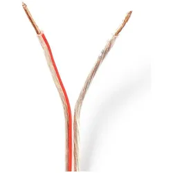 Nedis Lautsprecherkabel 2x 1.50 mm2 CCA 100.0 m rund PVC Transparent - Verlänge (100 m, 1.50 mm2), Lautsprecherkabel, Transparent