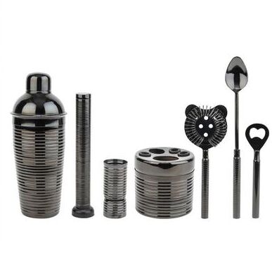 French Home 7-Piece Black Barware Set