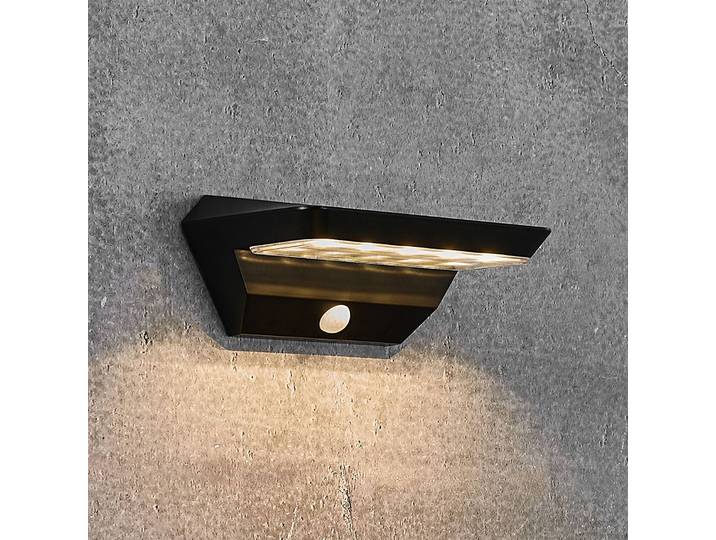 Nordlux LED-Solar-Wandleuchte Agena mit Bewegungsmelder, schwarz, Kunststoff, Modern, Solarleuchte außen