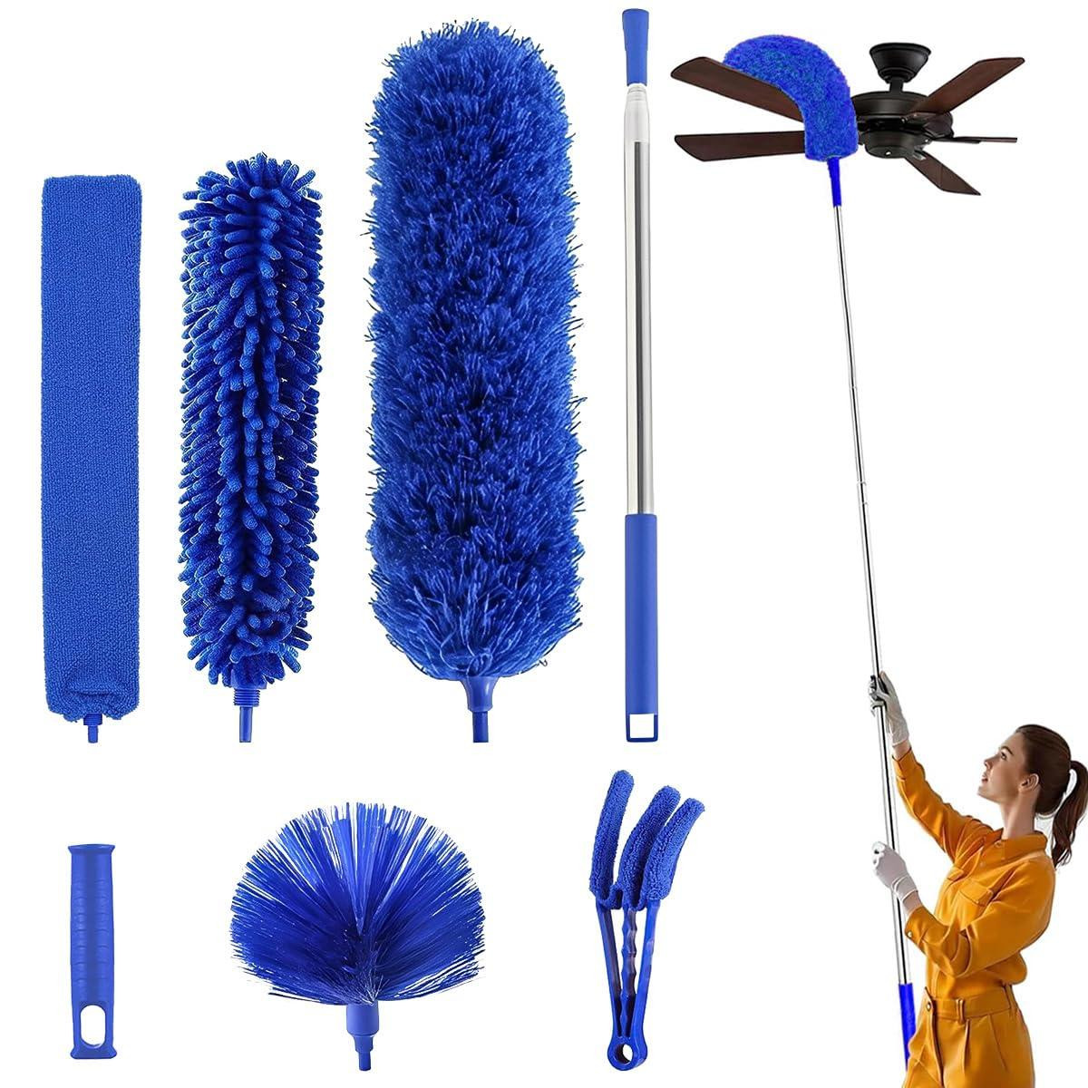 Dripio Telescopische stofwisser-set, 7-delig, uitschuifbaar tot 210 cm, blauw