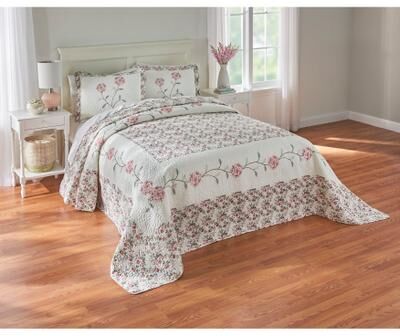 Margaret Embroidered Bedspread by BrylaneHome in Rose (Size KING)
