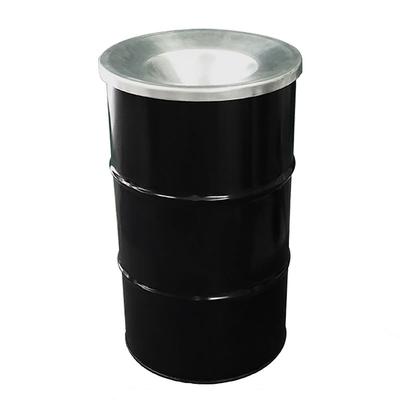 PROREGAL Robuste Abfalltonne mit flammhemmendem Deckel | 120 Liter, HxBxT 82x49x49cm | Metall | Schwarz