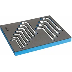 Gedore, Steckschlüssel + Stecknuss, 2005 CT2-25PK Doppelsteckschlüssel-Satz in Check-Tool-Modul, 11-teilig