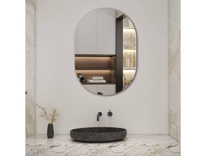 AICA Miroir de salle de bain ovale sans cadre 45x90 cm