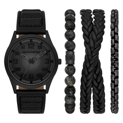 Quarzuhr SKECHERS "Aviator Look Set", schwarz, Armbanduhren, Herren, Quarzuhr, Armbanduhr, Ideal auch als Geschenk, analog