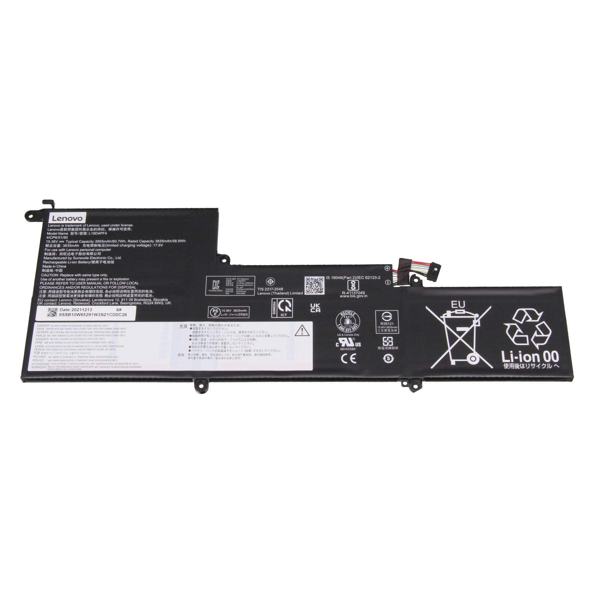 Lenovo CP/B L19C4PF4 15.36V60.7Wh4cel (4 Zellen, 3950 mAh) (5B10W65273)