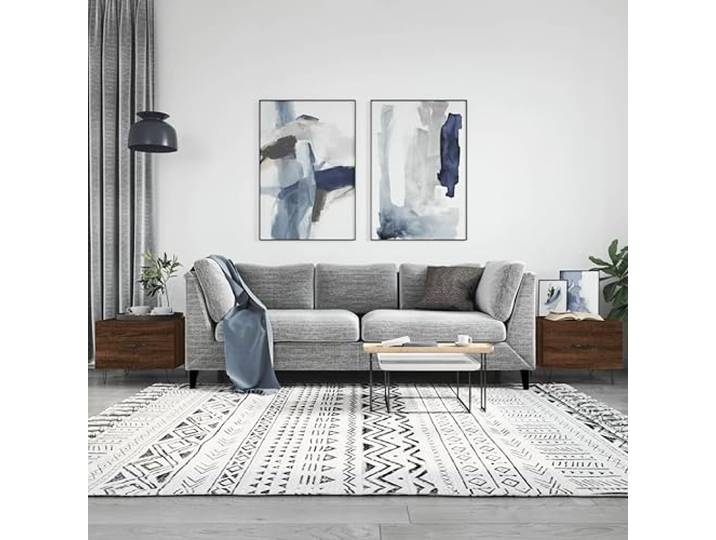 HEFZGDB Couchtische 2 STK. Braun Eichen-Optik 50x50x40 cm Holzwerkstoff mit Schublade und Eisenbeinen für Stauraum und Stabilität