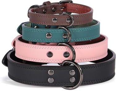 Uplift Picks Soft Genuine Leather Dog Collar Durable Pet Collar For All Dog Sizes green s