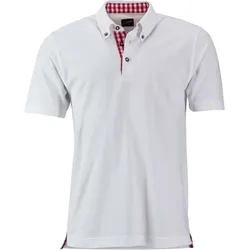 James & Nicholson Herren Trachten Piqué Polo JN716 white/red/white S