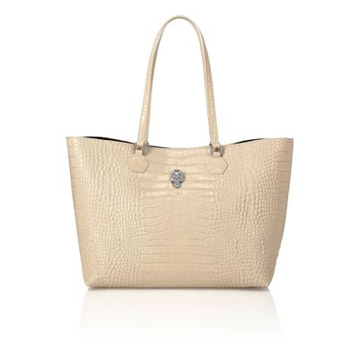 Shopper PHILIPP PLEIN "Skull Mit Schmucksteinen", Damen, beige (06, beige), Taschen Shopper