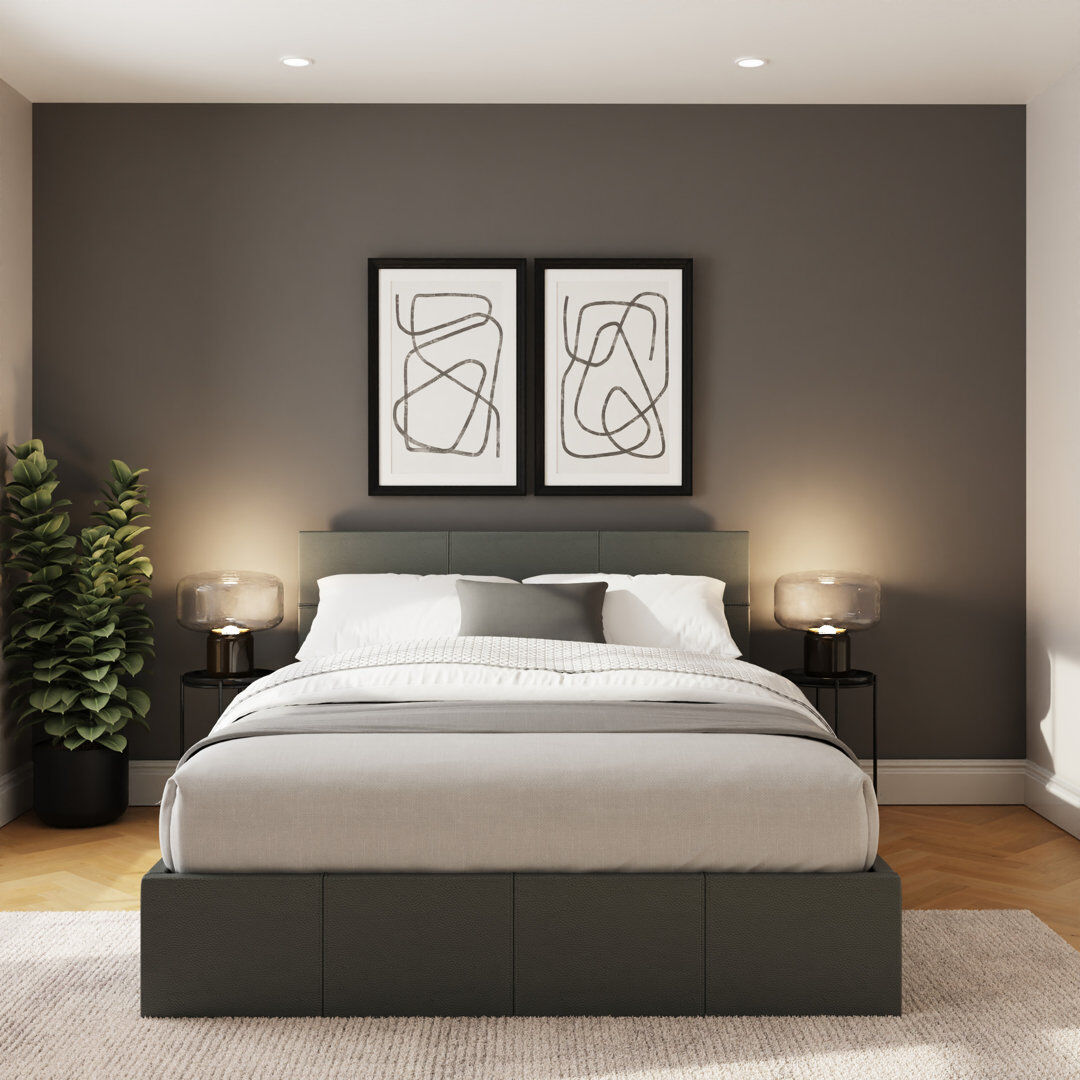 Zipcode Design Basso Upholstered Ottoman Storage Bed Grey Double (4'6)