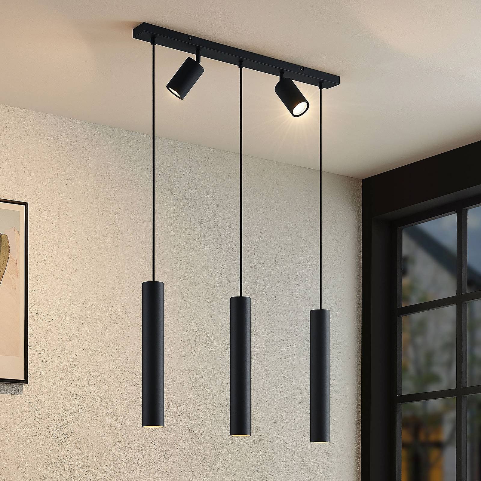 Lindby Hanglamp Modern Zwart Metaal Dimbaar