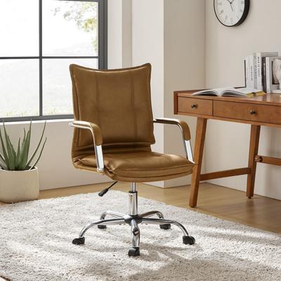 HULALA HOME Zarina Modern Faux Leather Swivel Office Chair Desk Chair with Wheels Height-adjustable