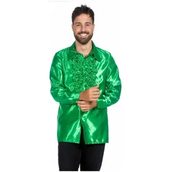 Metamorph Satin Rüschenhemd grün (48)