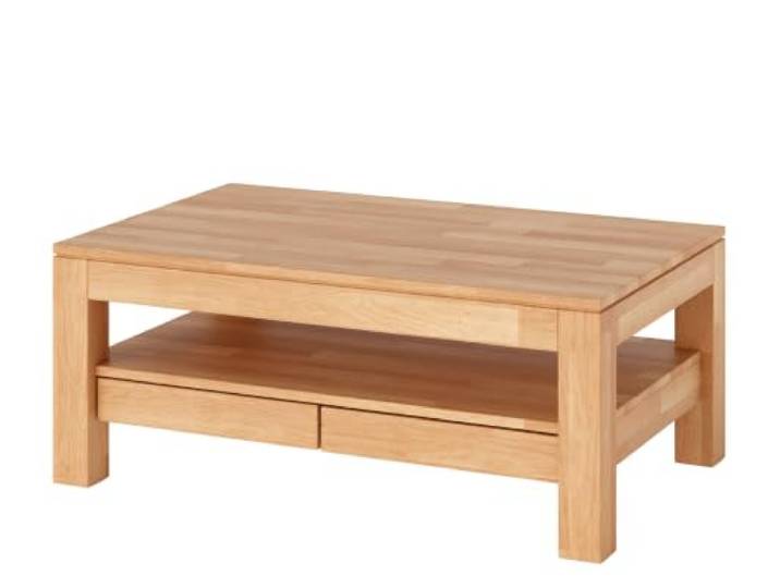 EDELHOLZ Wohnzimmertisch Kernbuche Massivholz 110x70 cm mit 2 Schubladen