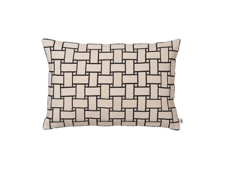 Ferm Living Housse de coussin Lattice Off-white-black, 40x60 cm