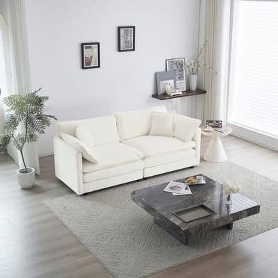 GREATPLANINC Chenille Fabric Loveseat Sofa, 2-Seat Couch with Deep Seat and Solid Wood Frame, Upholstered Couch Settee with Pillows