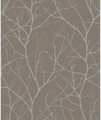 Antonina Vella Trees Silhouette Mocha & Silver Wallpaper