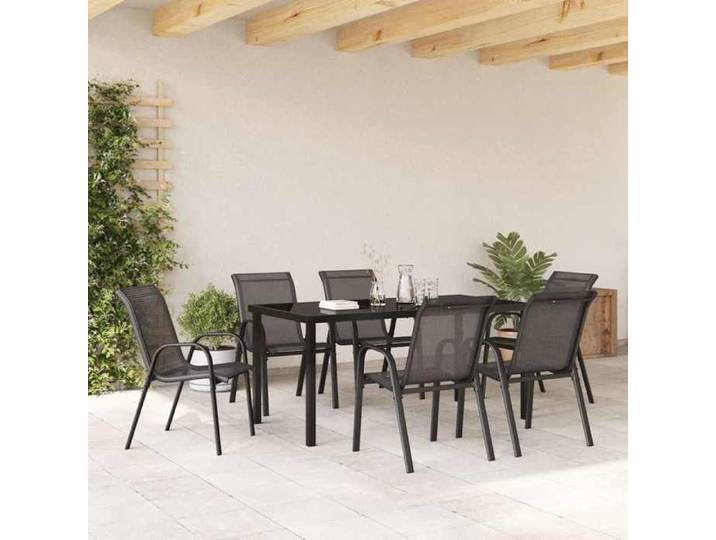 VIDAXL Siège Terrasse & Balcon Chaises empilables de jardin - (6 pcs）- Noir - Tissu - textilène Conception pratique 33919