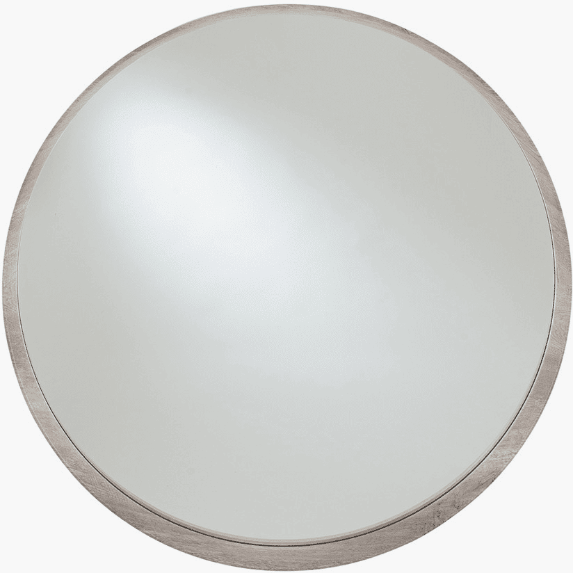 Sanai Large Grey Oak Veneer Round Wall Mirror
