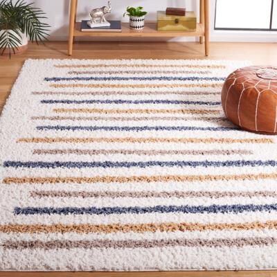 SAFAVIEH Calico Shag Haricleea Stripe 1.5-inch Thick Rug