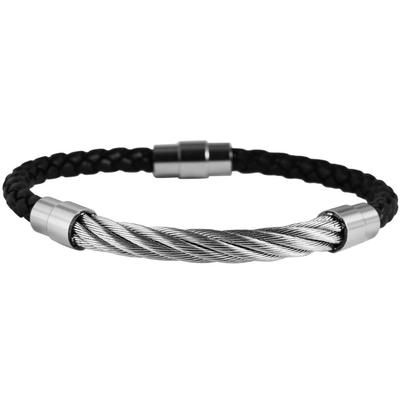 Armreif ADELIA´S "Armband – Armreif aus Leder 21 cm", schwarz, Armbänder, Damen, 21cm, Leder, Armreif, Zum Verschenken – ideal zum Jubiläum