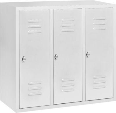Halbhoher Kleiderspind, 3 Abteile, 300 mm, Drehriegelverschluss, lichtgrau/lichtgrau