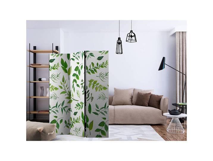 Paravent Green Twigs Polaire Blanc 135 x 172 x 3cm