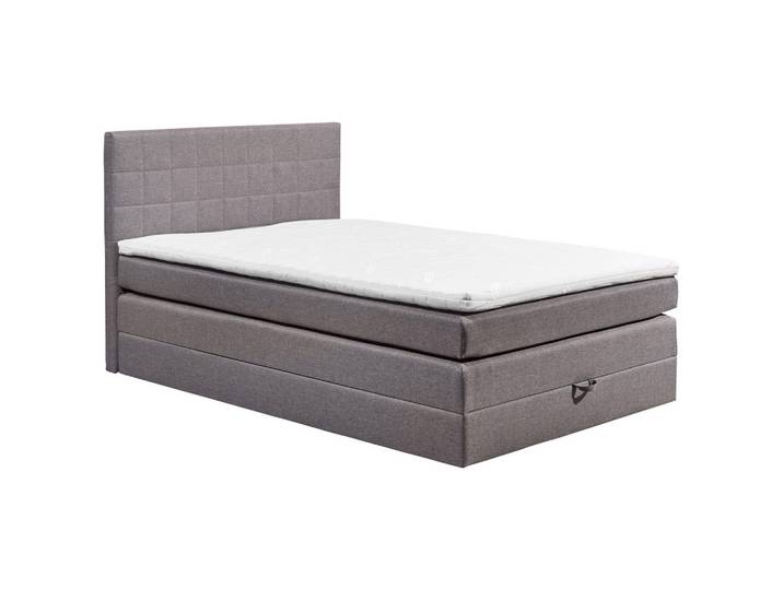 Boxspringbett, Grau, 140x200 cm, Textil, Bettkasten & Gepolstertes Kopfteil, Modern, Xora