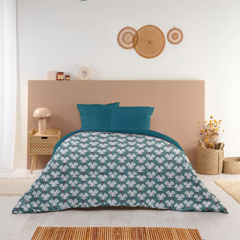 Bleu Câlin Couette imprimée chaude microfibre réversible 220x240cm Bleu 220x0x240cm