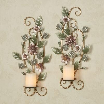 Touch of Class Flowering Charm Wall Sconces Multi Pastel Set of Two, Set of Two, Multi Pastel