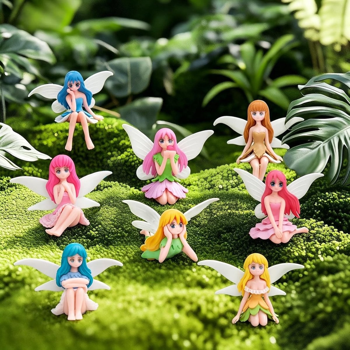 8 stuks Fairy Garden Accessoires - Hars Feeënbeeldjes en Miniatuur Tuindecoratie voor Plantenpotten en Cake Decoratie
