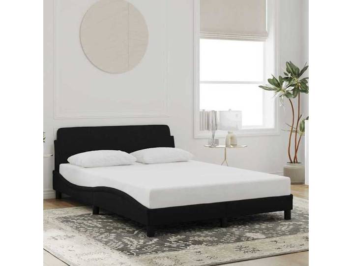 Noir Lit 2 Places：140x190 cm - Design classique - Structure de lit Dover - noir 140x190 cm velours 19570669315339