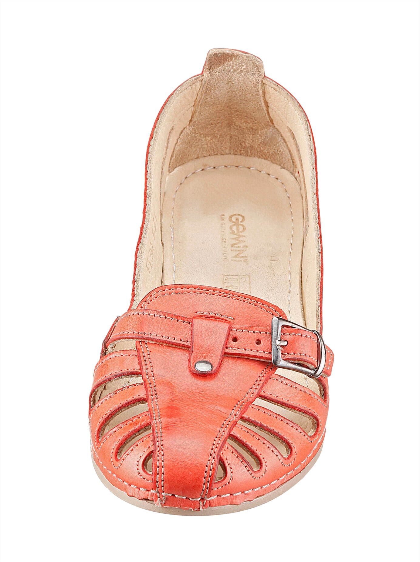 Slipper GEMINI, Damen, Gr. 38, Leder, orange (koralle), Glattleder, Schuhe Slipper koralle 38, Leder