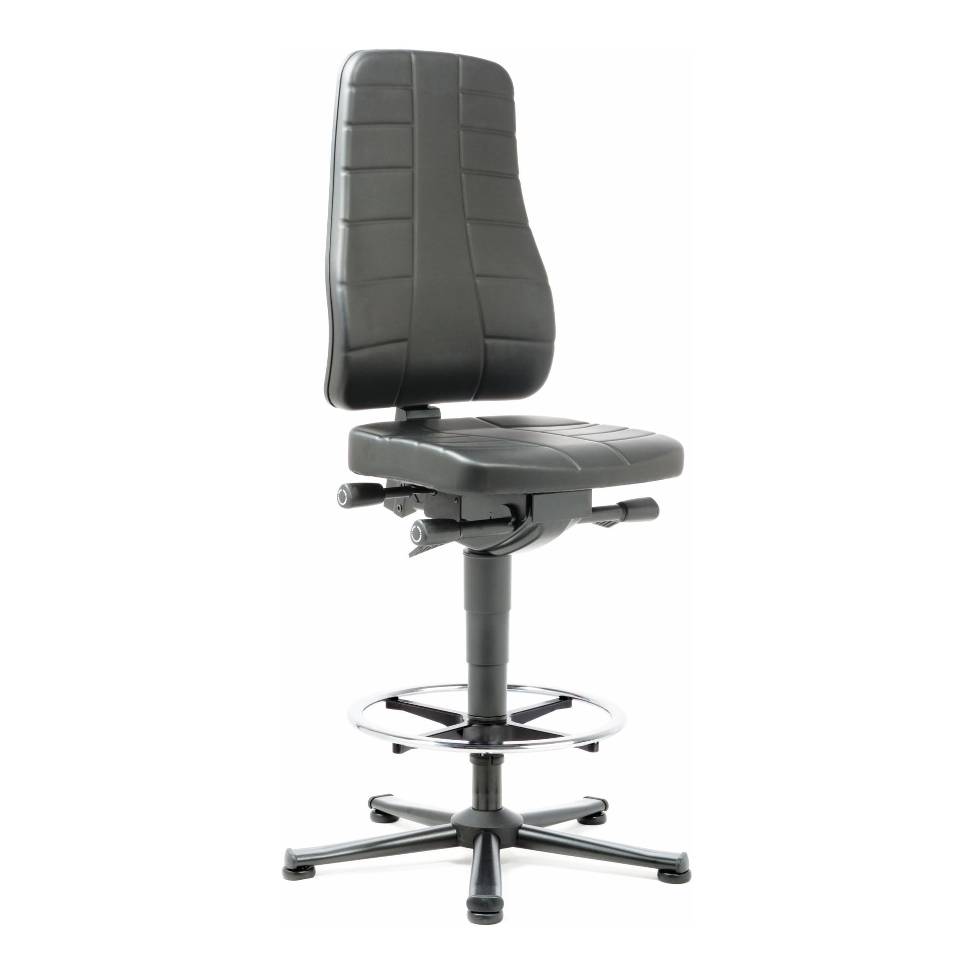 bimos Arbeitsstuhl All-In-One Highline mit Gleiter und Fußring und Kunstleder schwarz 570-830 mm (9641-2571)
