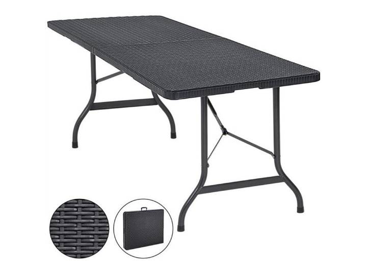 CASARIA® Table pliante effet polyrotin 180 cm 8 personnes d'appoint rectangulaire table plastique camping jardin fête