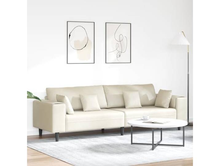 HEFZGDB Modernes Samtsofa 208 cm Cremefarben mit Kissen – Elegantes Wohnzimmer Sofa aus hochwertigem Samt und Holzwerkstoff, Federkern-Sitzkissen für dauerhaften Komfort, schlankes