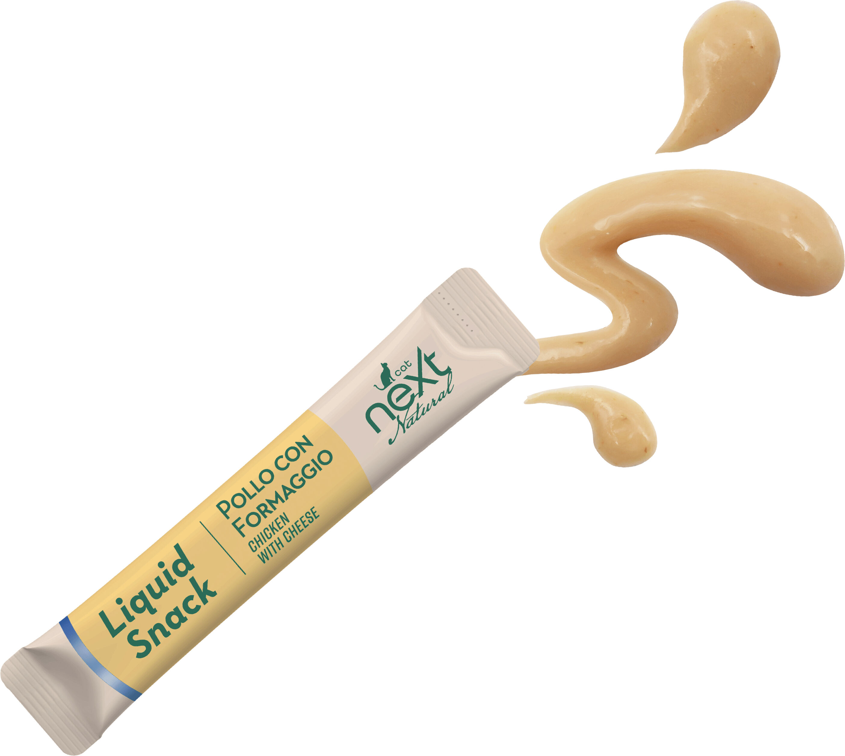 Next Cat Natural Snack Liquido per Gatto Pollo e Formaggio 4X15GR
